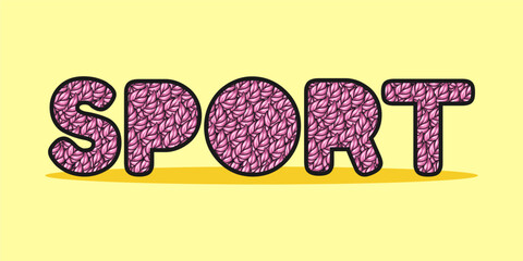 typography SPORT word art illustration, editable text effect, eps file format