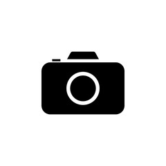 Compact Photo or Video Camera, DSLR Solid Flat Vector Icon Isolated on White Background.