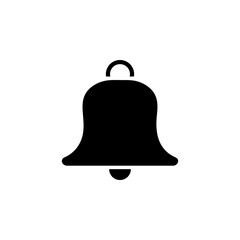 Notification Jingle Bell, Alarm Handbell Solid Flat Vector Icon Isolated on White Background.