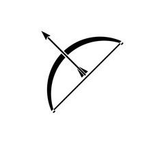Archery Bow and Arrow, Medieval Weapons Solid Flat Vector Icon Isolated on White Background.