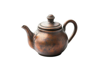 Antique copper teapot rustic charm aged patina detailed design elegant shape vintage aesthetic home isolated on transparent background