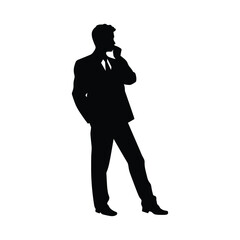Man Thinking simple minimal vector silhouette
