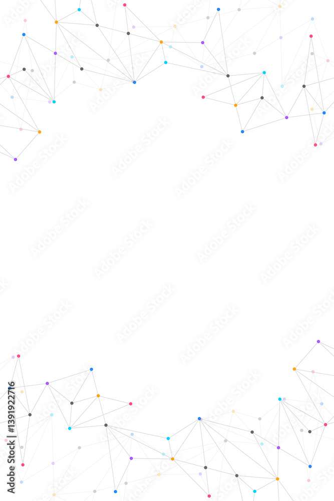 Poster Minimalistic design with connecting the dots and lines. Abstract geometric background of science and technology concept
