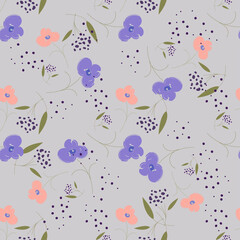 This girls’ fabric design features a cheerful and delicate blend of pastel colors with playful motifs such as florals, polka dots, butterflies, and hearts. 