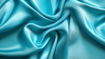 Obraz premium Draped turquoise silk fabric with elegant folds and wrinkles.