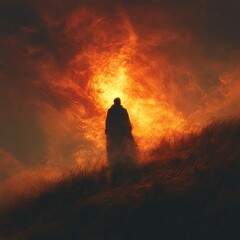 Obraz premium Woman in Darkness with Light of Jesus