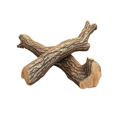 Fototapeta premium Two Crossed Pieces of Rustic Wood, Isolated on Transparent background