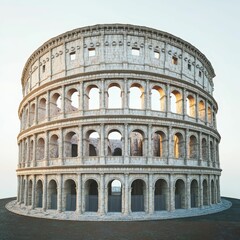 Fototapeta premium Ancient amphitheater architecture with arches and stone walls against a