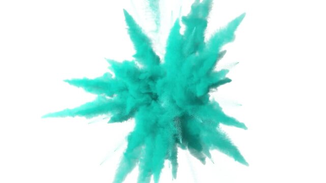 Colorful turquoise smoke explosion - 60fps