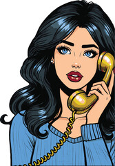 Vibrant Retro Fashion Illustration with Colorful Hair and Accessories Phone