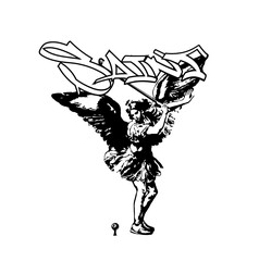 Premium Vector Design Silhouette of an angel playing golf with the addition of a patterned design, color can be changed.