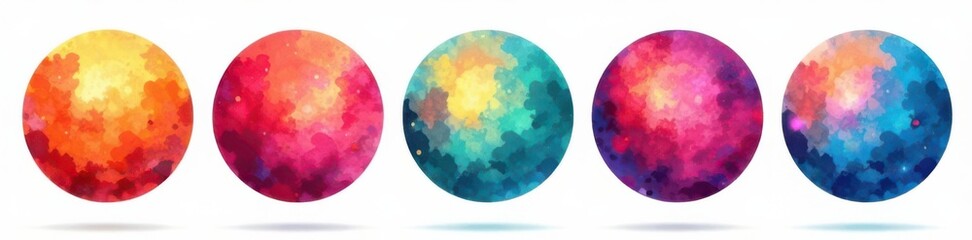 Set of unique and colorful vector circles for illustration purposes, illustrations, digital art, designs