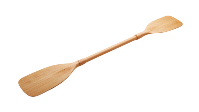 paddle on a transparent background. The paddle is wooden, and used for canoeing or kayaking