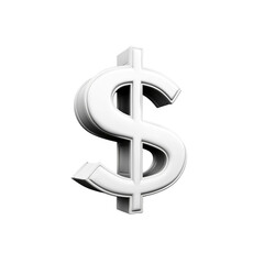 Obraz premium 3D Render of a White Dollar Sign on Transparent background