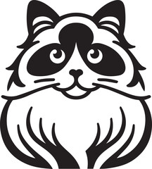 Black and White Ragdoll Cat Vector