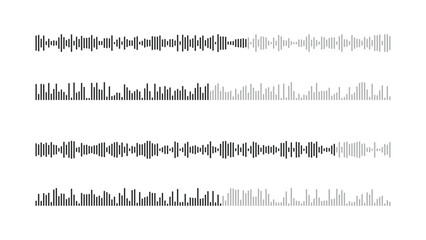 Abstract Set of Audio Waves and Sound Wave Patterns