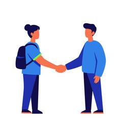 Two People Shaking Hands in a Friendly Gesture Against a White Background  