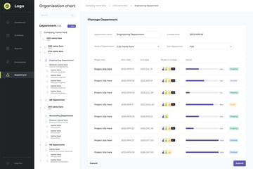 Company organization chart UI design template