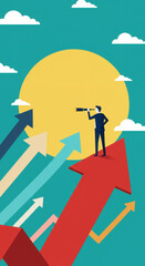 Fototapeta premium Visionary Leadership: Navigate Success with Foresight, Growth, & Strategic Direction | Future Planning, Goals, & Business Vision Illustration