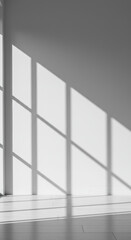 Fototapeta premium Light & Shadow Play: Minimalist Interior with Window Reflections - Serene Space, Modern Design