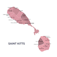 Map of SAINT KITTS with Regions Borders and Famous Cities