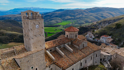 Castel del Monte, Abruzzo, Italy. Aerial drone view
