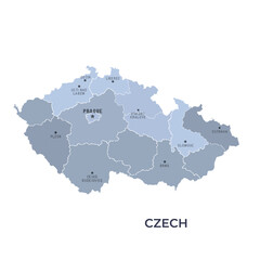 Obraz premium Map of CZECH REPUBLIC with Regions Borders and Famous Cities