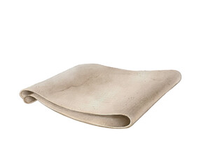 Watercolor illustration of a folded linen napkin in beige color on a white background. Suitable for tea compositions, packaging design, design and tea shop