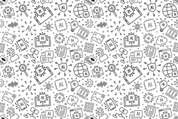 Vector Artificial intelligence pattern. AI seamless background