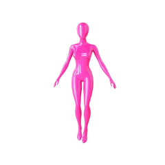 Pink Glossy Female Mannequin Figure, 3D Render, Isolated on Transparent background