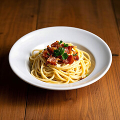 pasta dish, spaghetti with pesto sauce