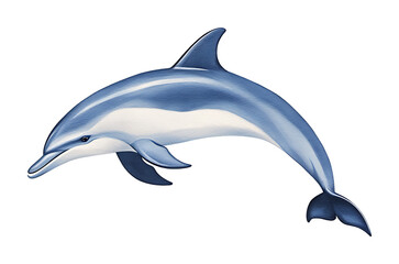 Obraz premium Graceful dolphin leaps playfully in vibrant blue water against a white background. AI Generated
