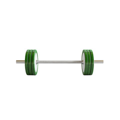 Green Weightlifting Barbell Isolated on Transparent background