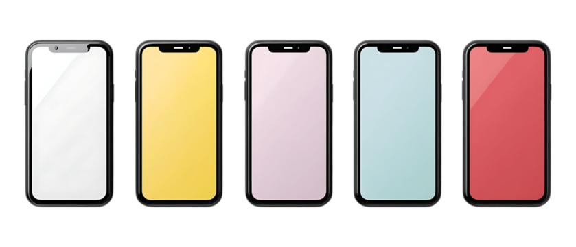 Pack of Phone with a Label Set Against Transparent Background for Technology, Product Photography, or Creative Design Projects