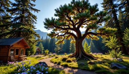 Fototapeta premium Majestic Tree in Forest Glade