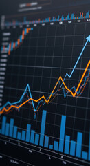 Naklejka premium Stock Market Growth: Bullish Trends, Financial Analysis, and Investment Insights. Chart Analysis for Success.