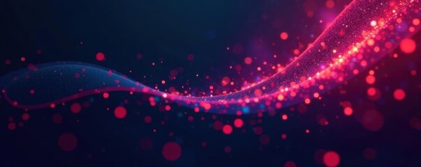 Swirling mesh of abstract tech particles against a dark gradient background,  wires,  neon lights, technology