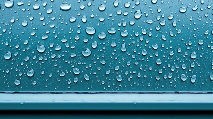 Water droplets on a teal surface
