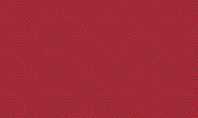Modern and minimalist heart pattern background with dark red heart lines. Printable vector container background for Valentine's Day.