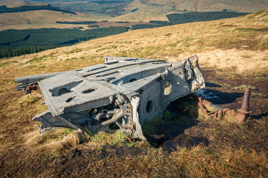 Abandoned Wreckage of Firefly Aircraft on Meikle Bin Hillside, in the Campsie Fells, Scotland