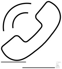 Curved telephone receiver silhouette paired with signal waves indicating communication and connection. Ideal for communication, customer support, networking, technology, connectivity, hotline