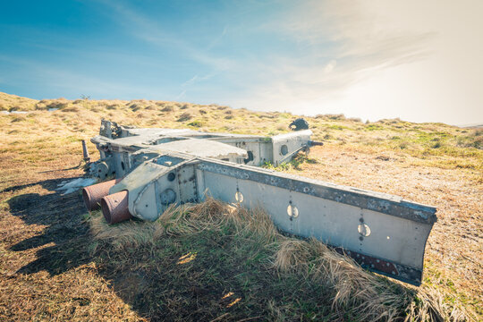 Abandoned Wreckage of Firefly Aircraft on Meikle Bin Hillside, in the Campsie Fells, Scotland