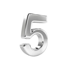 Shiny Chrome Number Five, 3D Render