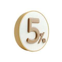 Obraz premium 3D Render of 5% Discount Badge in Beige and White