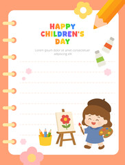 Obraz premium Happy Children's Day Greeting Card Illustration 