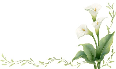 calla lily illustrated border, Generative AI