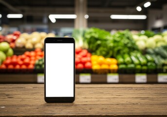 Smartphone Mockup in Grocery Store