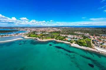 Aerial drone view of beautiful Medulin city in Istria, Croatia.