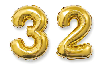Gold Balloons: Number 32 Celebration