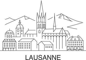 Lausanne City Line Draw Simple Minimalist